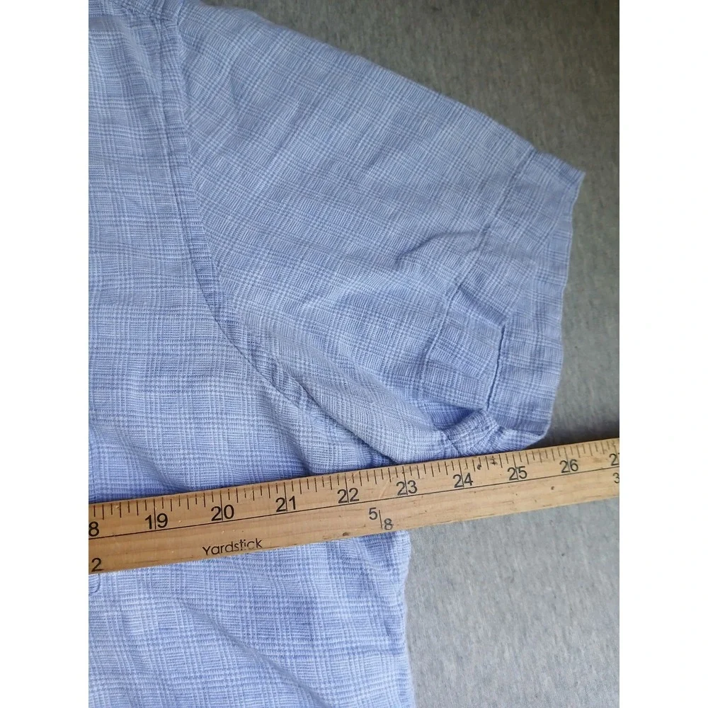 Banana Republic Shirt Mens Large Linen Button Down Preppy Blue Casual Slim Fit